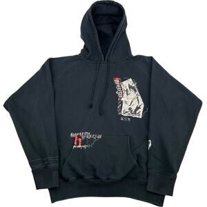 Vtg y2k Hyperlite Wake MFG Patchwork Embroidered black Hoodie Sweatshirt Mens M